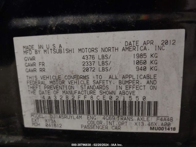 Photo 8 VIN: 4A32B2FF8CE021550 - MITSUBISHI GALANT 