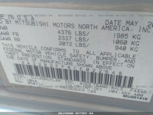 Photo 8 VIN: 4A32B2FF8CE022648 - MITSUBISHI GALANT 