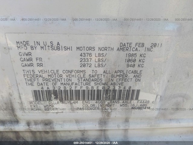 Photo 8 VIN: 4A32B2FF9BE023340 - MITSUBISHI GALANT 