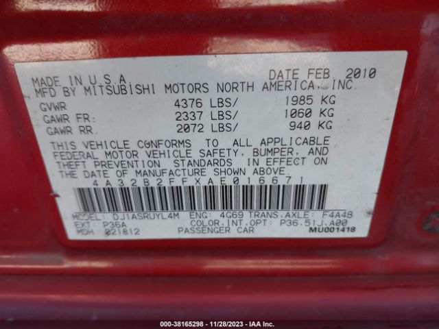 Photo 8 VIN: 4A32B2FFXAE016671 - MITSUBISHI GALANT 