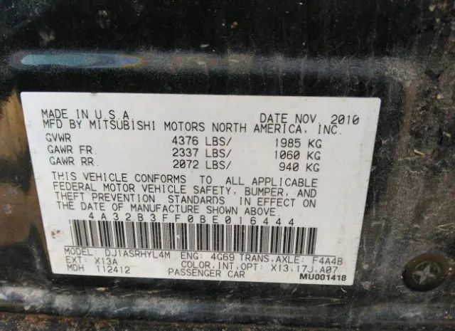 Photo 8 VIN: 4A32B3FF0BE016444 - MITSUBISHI GALANT 