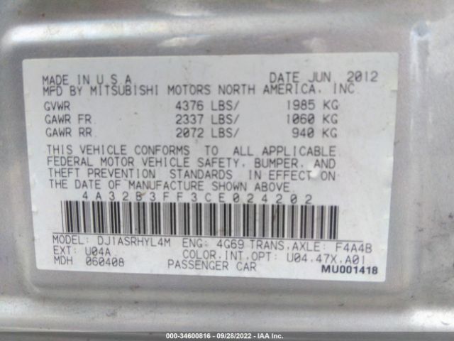 Photo 8 VIN: 4A32B3FF3CE024202 - MITSUBISHI GALANT 