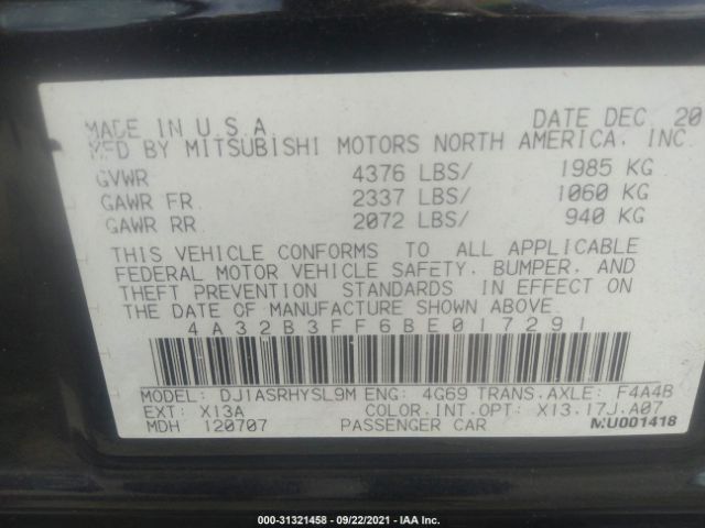 Photo 8 VIN: 4A32B3FF6BE017291 - MITSUBISHI GALANT 