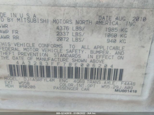 Photo 8 VIN: 4A32B3FF7BE006204 - MITSUBISHI GALANT 