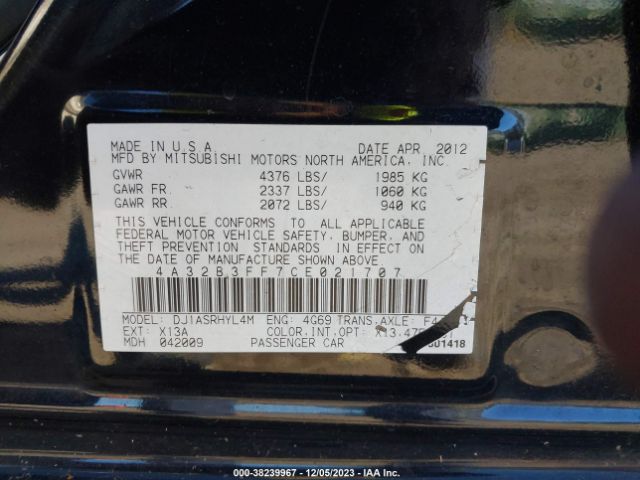 Photo 8 VIN: 4A32B3FF7CE021707 - MITSUBISHI GALANT 