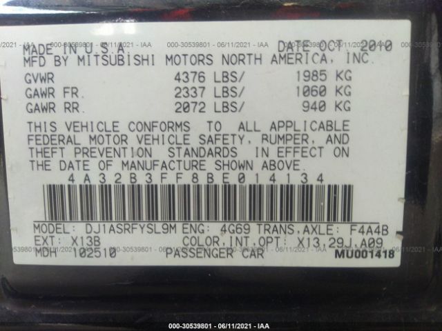 Photo 8 VIN: 4A32B3FF8BE014134 - MITSUBISHI GALANT 