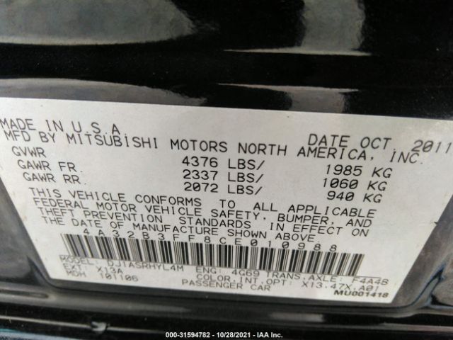 Photo 8 VIN: 4A32B3FF8CE010988 - MITSUBISHI GALANT 