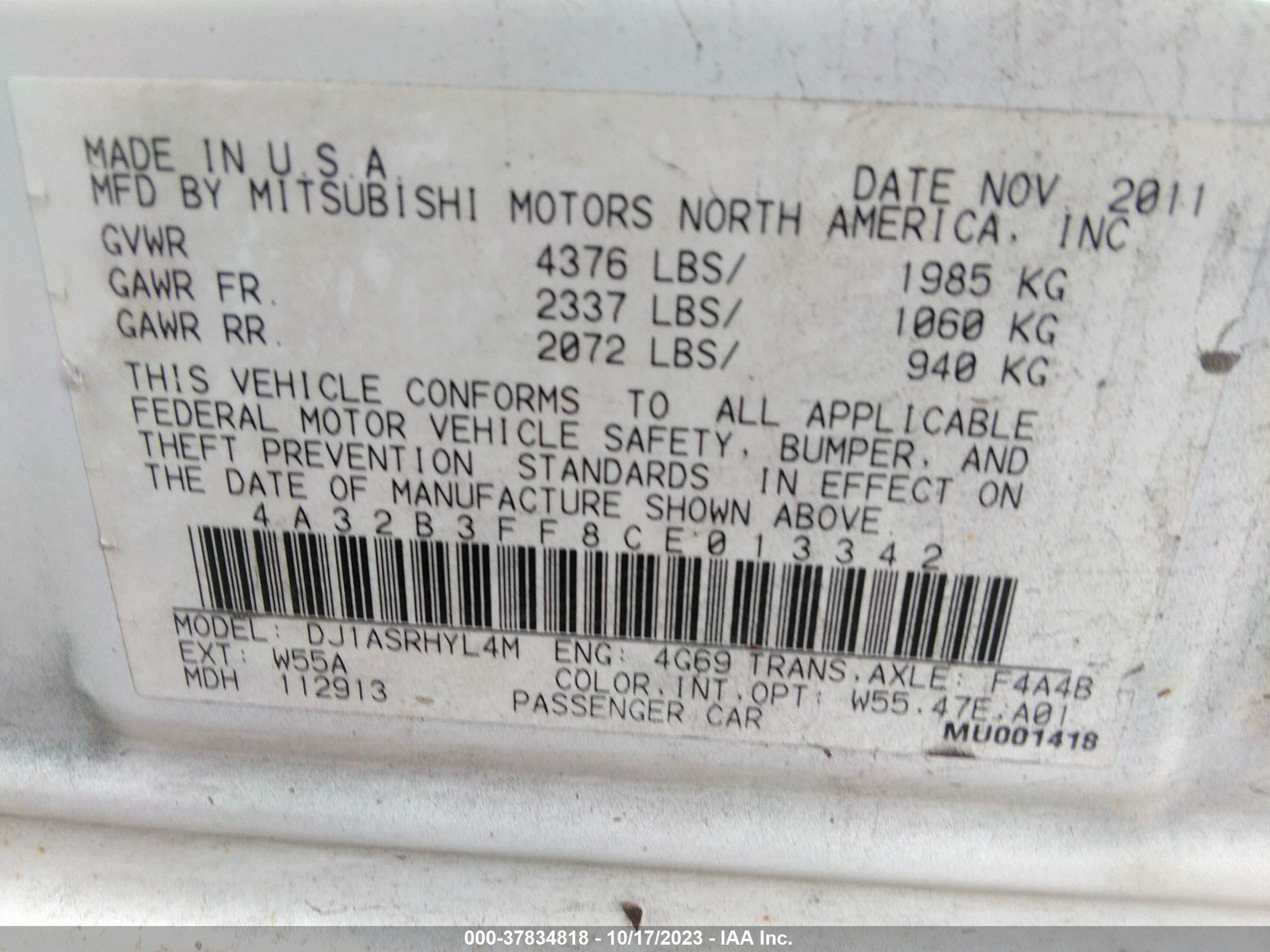 Photo 8 VIN: 4A32B3FF8CE013342 - MITSUBISHI GALANT 