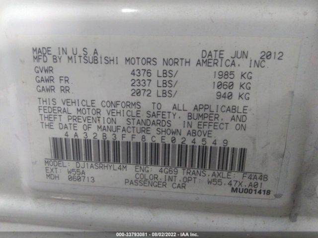 Photo 8 VIN: 4A32B3FF8CE024549 - MITSUBISHI GALANT 