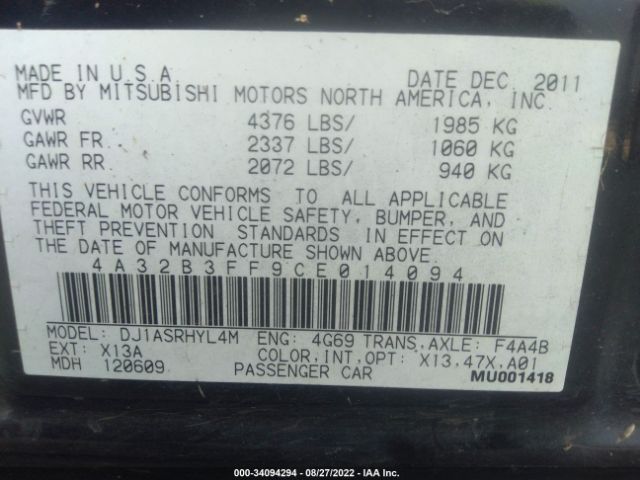 Photo 8 VIN: 4A32B3FF9CE014094 - MITSUBISHI GALANT 