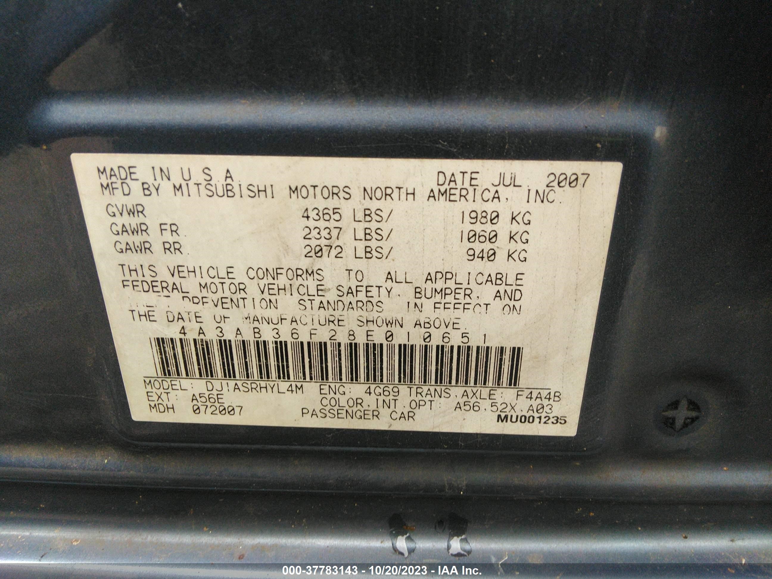 Photo 8 VIN: 4A3AB36F28E010651 - MITSUBISHI GALANT 