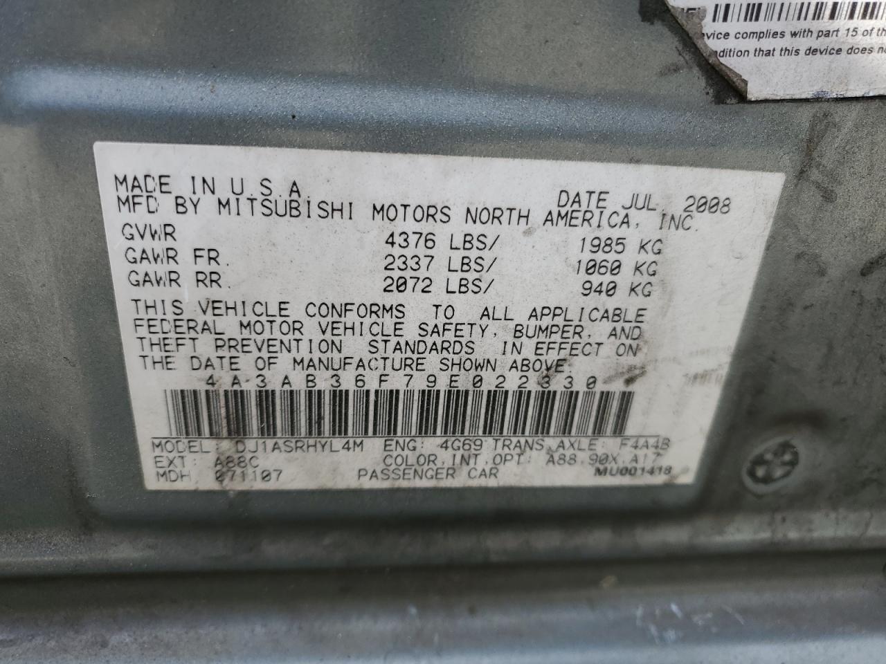 Photo 11 VIN: 4A3AB36F79E022330 - MITSUBISHI GALANT 