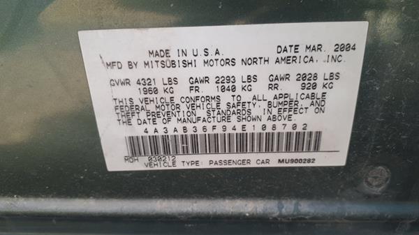 Photo 2 VIN: 4A3AB36F94E108702 - MITSUBISHI GALANT 