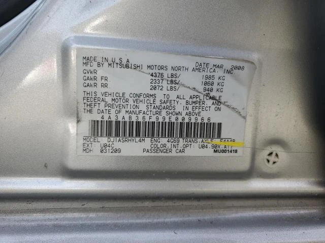 Photo 11 VIN: 4A3AB36F99E009966 - MITSUBISHI GALANT ES 