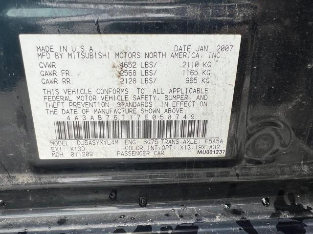 Photo 9 VIN: 4A3AB76T17E058749 - MITSUBISHI GALANT RAL 