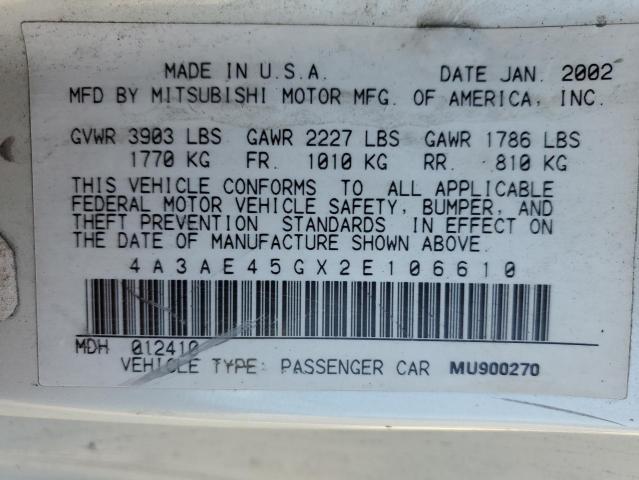 Photo 11 VIN: 4A3AE45GX2E106610 - MITSUBISHI ECLIPSE 