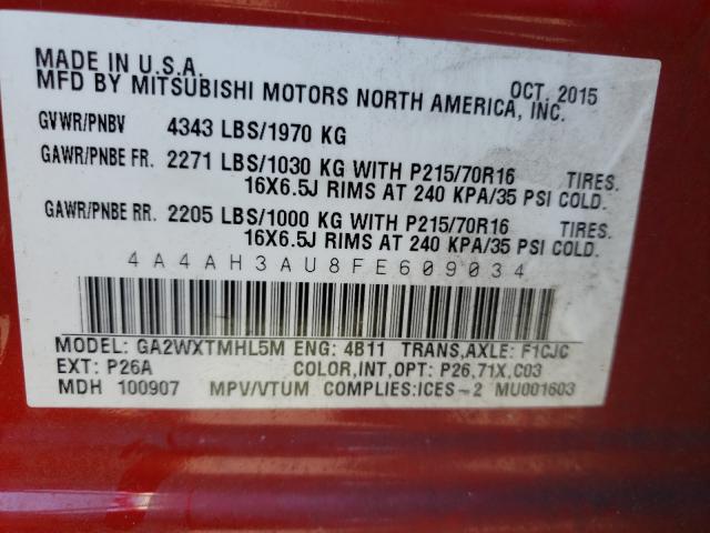 Photo 9 VIN: 4A4AH3AU8FE609034 - MITSUBISHI RVR SE 