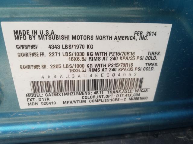 Photo 9 VIN: 4A4AJ3AU4EE604562 - MITSUBISHI RVR SE 