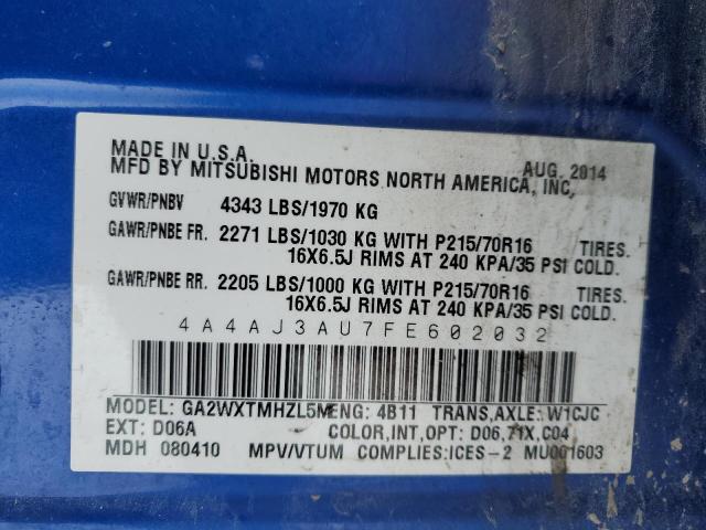 Photo 12 VIN: 4A4AJ3AU7FE602032 - MITSUBISHI OUTLANDER 