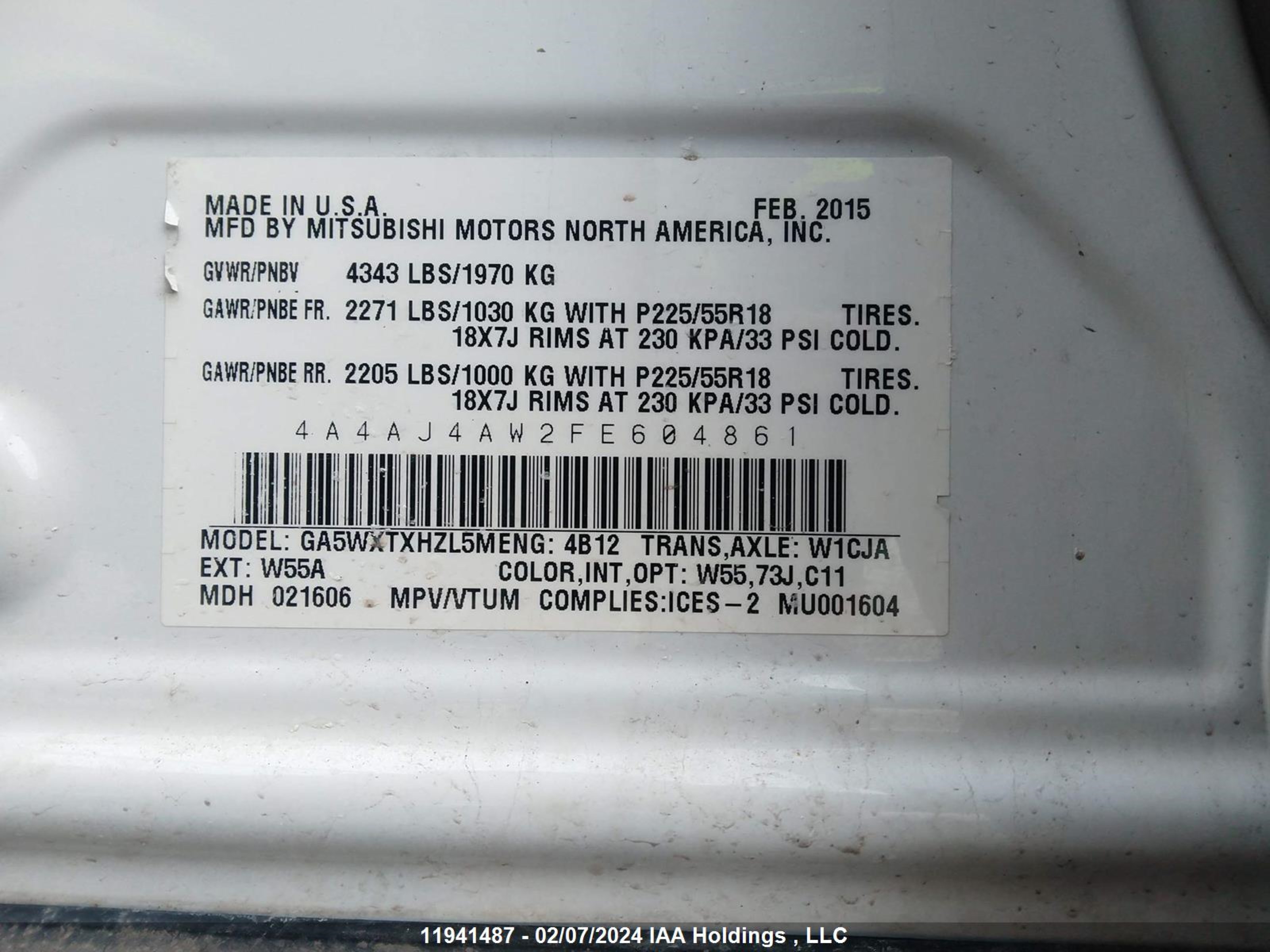 Photo 8 VIN: 4A4AJ4AW2FE604861 - MITSUBISHI RVR 