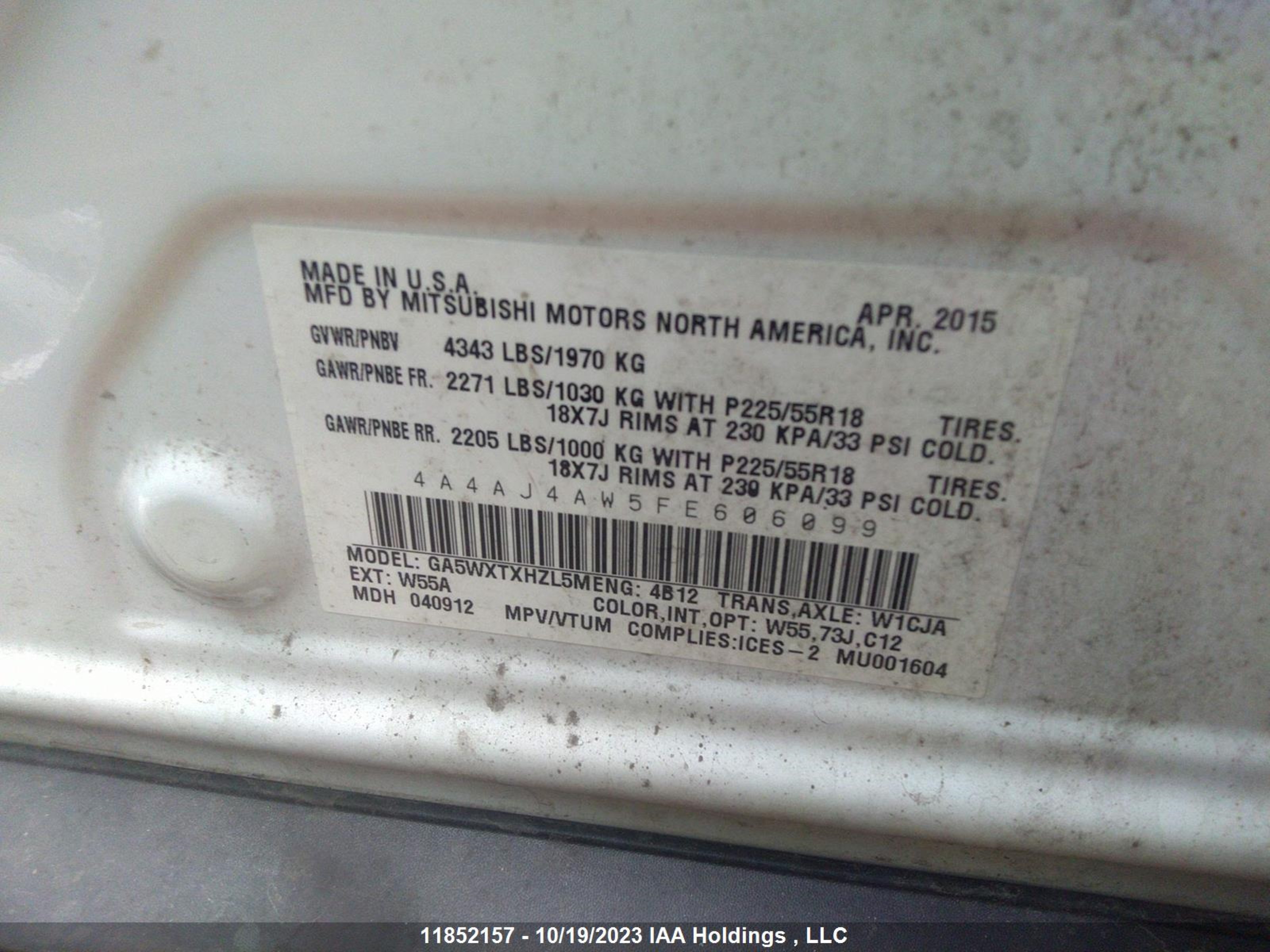 Photo 8 VIN: 4A4AJ4AW5FE606099 - MITSUBISHI RVR 