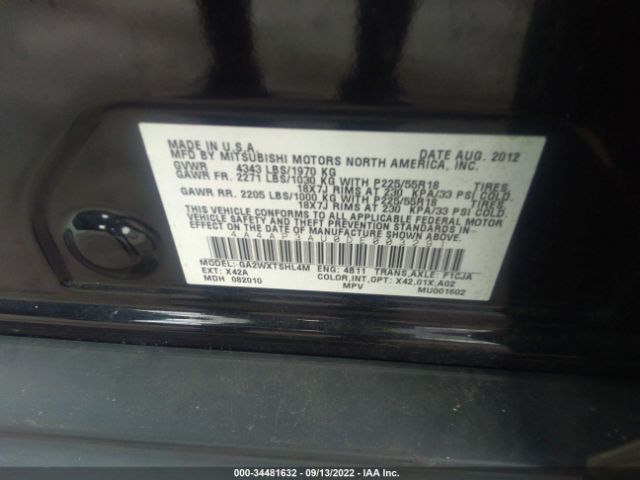 Photo 8 VIN: 4A4AP3AU0DE003291 - MITSUBISHI OUTLANDER SPORT 