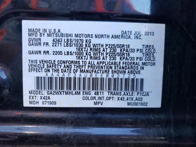 Photo 9 VIN: 4A4AP3AU0EE002725 - MITSUBISHI OUTLANDER 