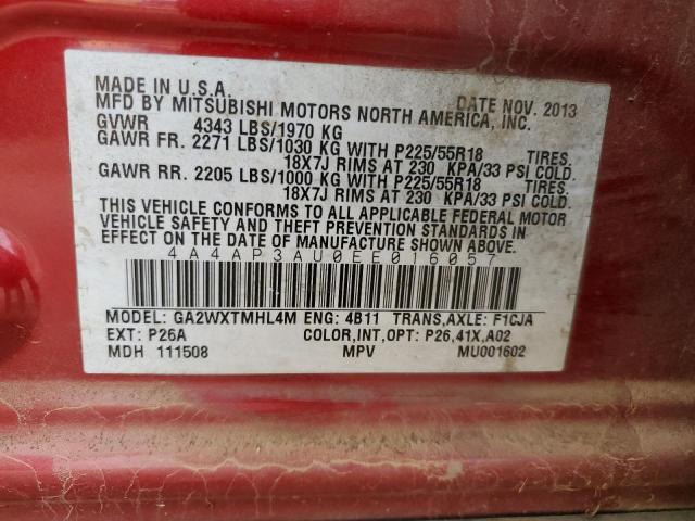 Photo 13 VIN: 4A4AP3AU0EE016057 - MITSUBISHI OUTLANDER 