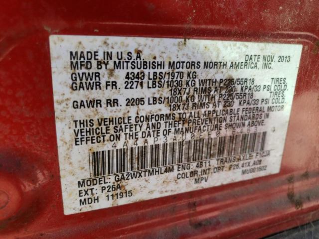 Photo 9 VIN: 4A4AP3AU0EE016463 - MITSUBISHI OUTLANDER 