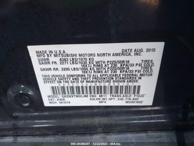 Photo 8 VIN: 4A4AP3AU0FE048167 - MITSUBISHI OUTLANDER SPORT 