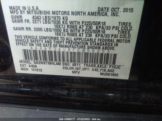 Photo 8 VIN: 4A4AP3AU0FE056253 - MITSUBISHI OUTLANDER SPORT 