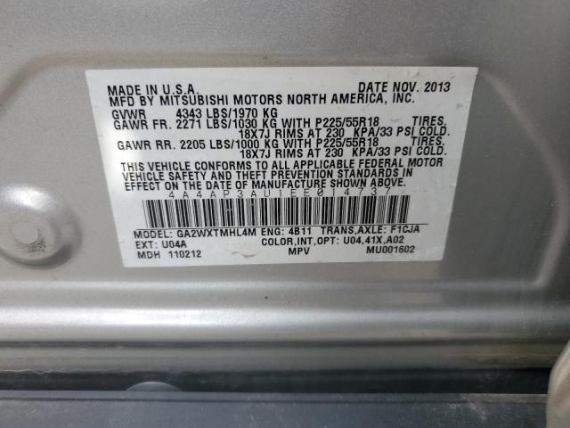 Photo 12 VIN: 4A4AP3AU1EE014737 - MITSUBISHI OUTLANDER 