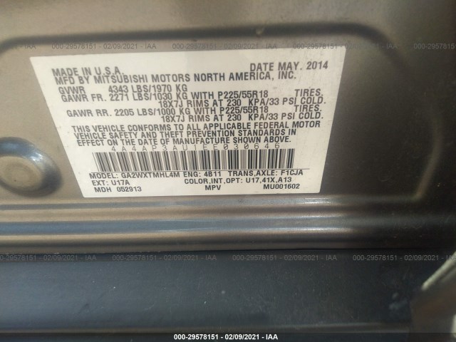 Photo 8 VIN: 4A4AP3AU1EE030646 - MITSUBISHI OUTLANDER 