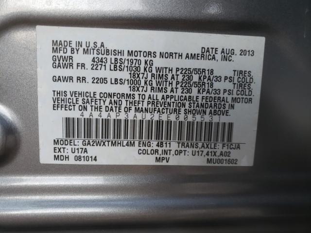 Photo 9 VIN: 4A4AP3AU2EE005531 - MITSUBISHI OUTLANDER 