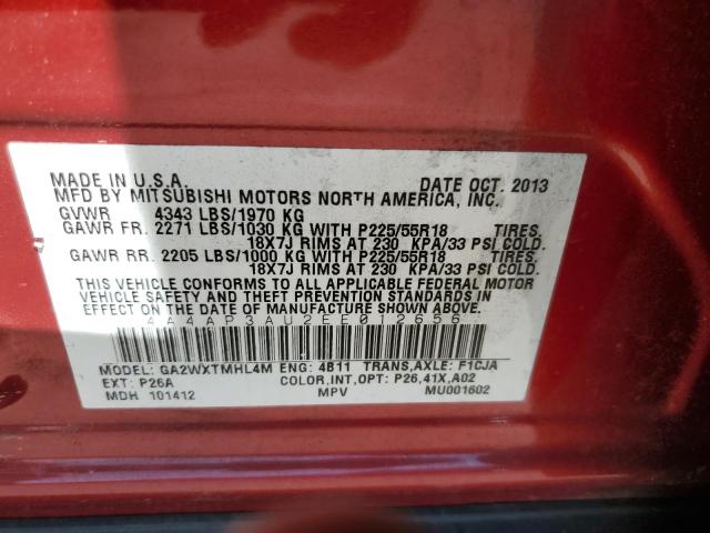 Photo 11 VIN: 4A4AP3AU2EE012656 - MITSUBISHI OUTLANDER 