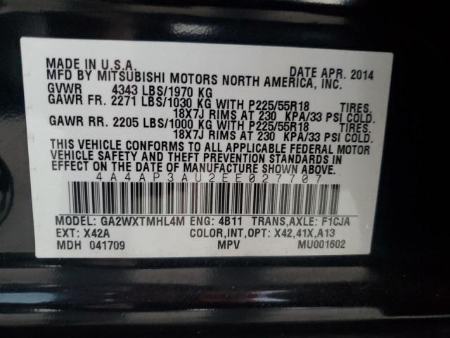 Photo 12 VIN: 4A4AP3AU2EE027707 - MITSUBISHI OUTLANDER 