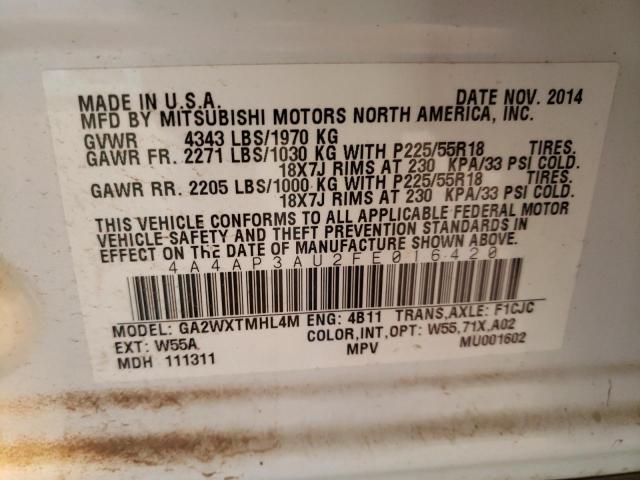 Photo 12 VIN: 4A4AP3AU2FE016420 - MITSUBISHI OUTLANDER 