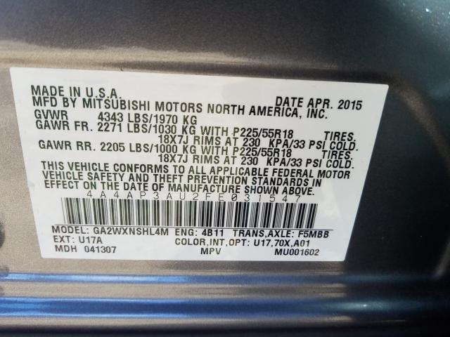 Photo 9 VIN: 4A4AP3AU2FE031547 - MITSUBISHI OUTLANDER 