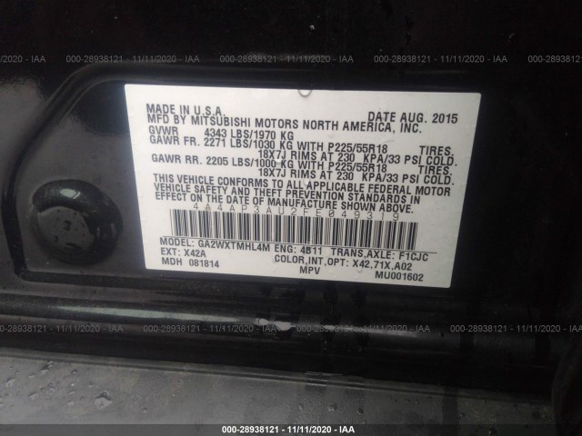 Photo 8 VIN: 4A4AP3AU2FE049319 - MITSUBISHI OUTLANDER SPORT 