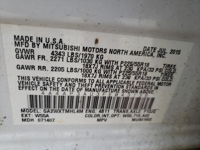 Photo 11 VIN: 4A4AP3AU3FE043139 - MITSUBISHI OUTLANDER 