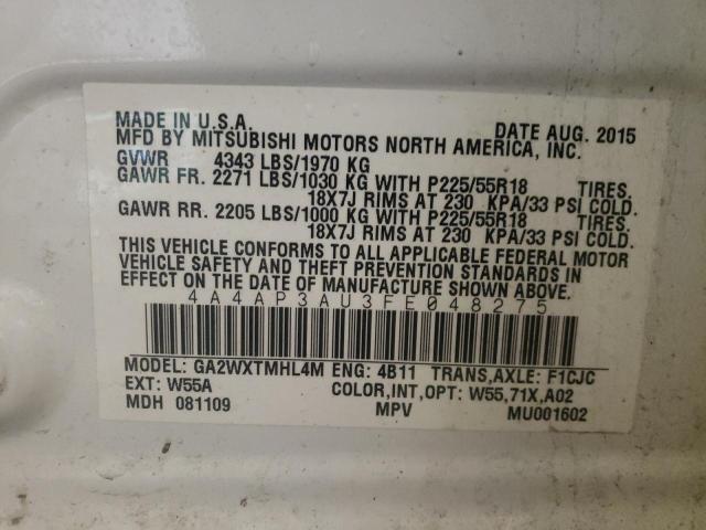 Photo 9 VIN: 4A4AP3AU3FE048275 - MITSUBISHI OUTLANDER 