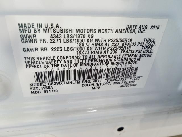 Photo 9 VIN: 4A4AP3AU3FE049166 - MITSUBISHI OUTLANDER 