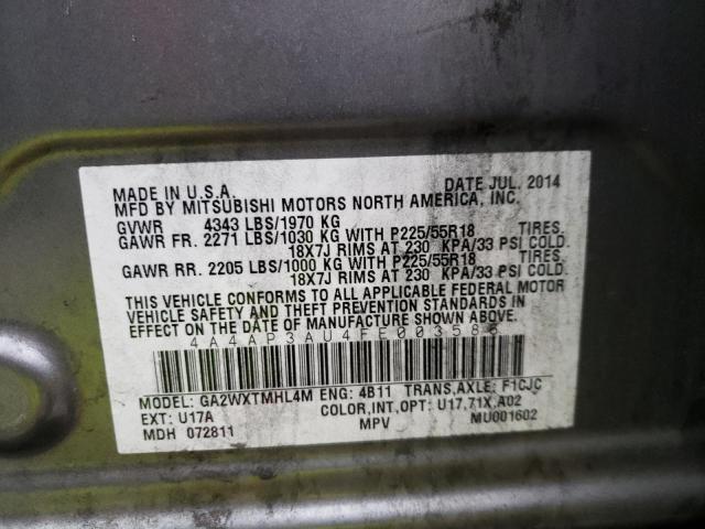 Photo 11 VIN: 4A4AP3AU4FE003586 - MITSUBISHI OUTLANDER 