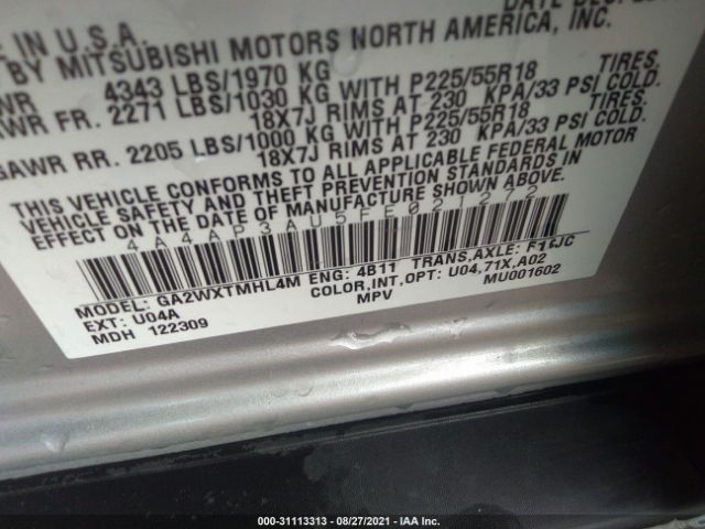 Photo 8 VIN: 4A4AP3AU5FE021272 - MITSUBISHI OUTLANDER SPORT 