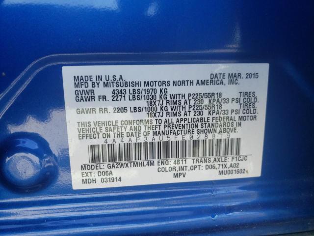 Photo 11 VIN: 4A4AP3AU5FE028819 - MITSUBISHI OUTLANDER 