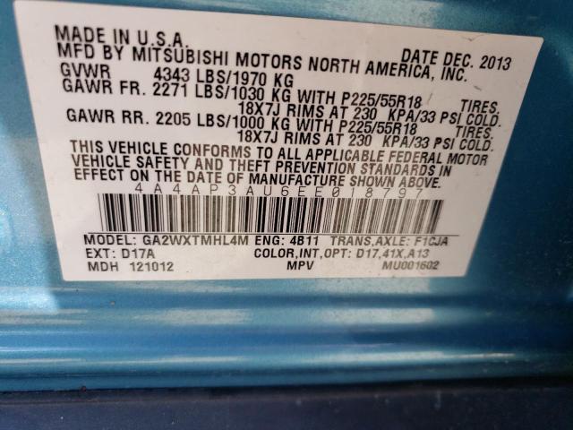 Photo 11 VIN: 4A4AP3AU6EE018797 - MITSUBISHI OUTLANDER 