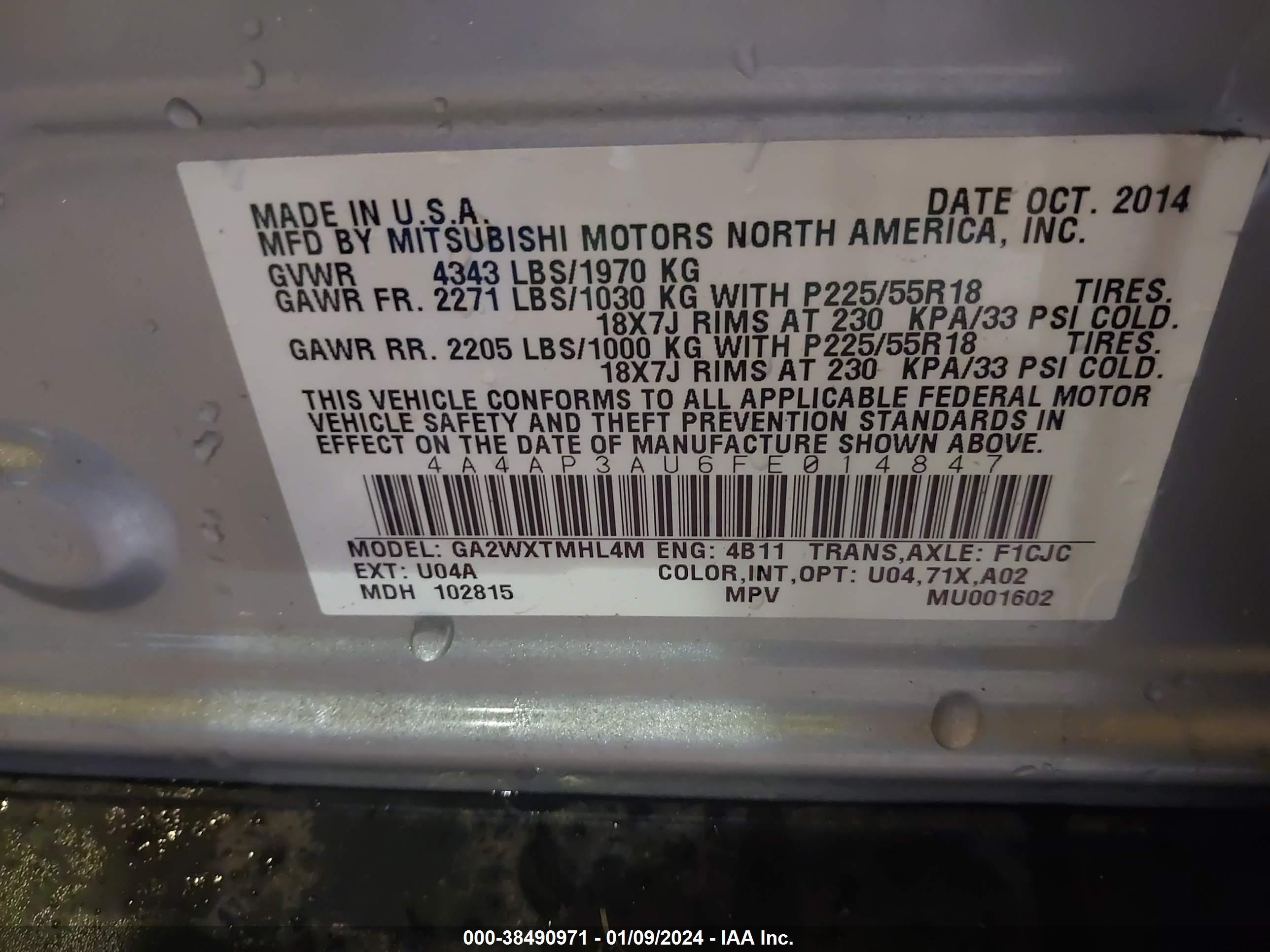 Photo 4 VIN: 4A4AP3AU6FE014847 - MITSUBISHI OUTLANDER 