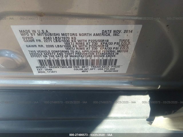 Photo 8 VIN: 4A4AP3AU6FE016436 - MITSUBISHI OUTLANDER SPORT 