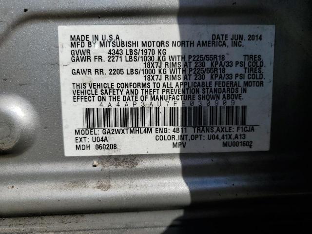 Photo 12 VIN: 4A4AP3AU7EE030909 - MITSUBISHI OUTLANDER 