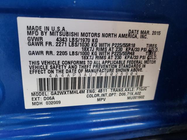 Photo 12 VIN: 4A4AP3AU7FE028904 - MITSUBISHI OUTLANDER 